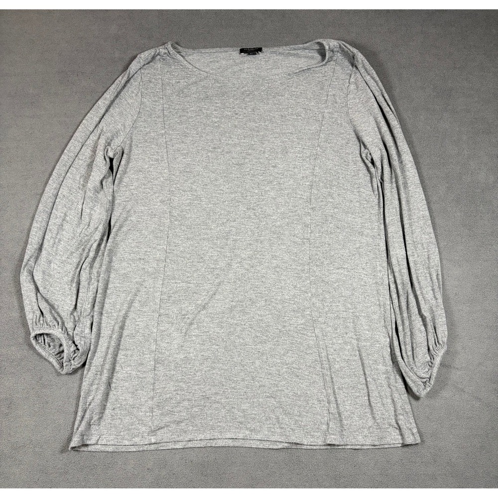 Ann Taylor Factory Top Womens Medium Gray Long Sleeve Boat Neck Blouse